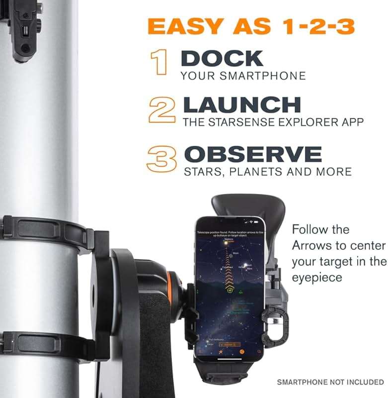 Celestron StarSense Explorer 150AZ App-Enabled Telescope – 150mm Tabletop Dobsonian with Smartphone Dock & StarSense App – iPhone & Android Compatible – Easy-to-Use for Beginners - Image 2