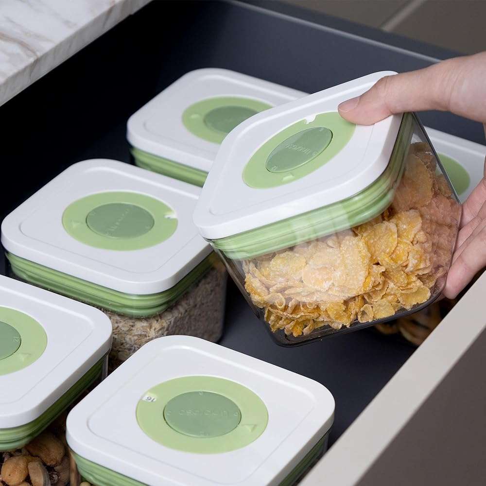 linoroso Pop Airtight Food Storage Containers with Time Recording Lids, BPA-Free Stackable Plastic Storage Containers Set of 4, Dry Cereal Container Set for Pantry Countertop Fridge Organization - Image 2