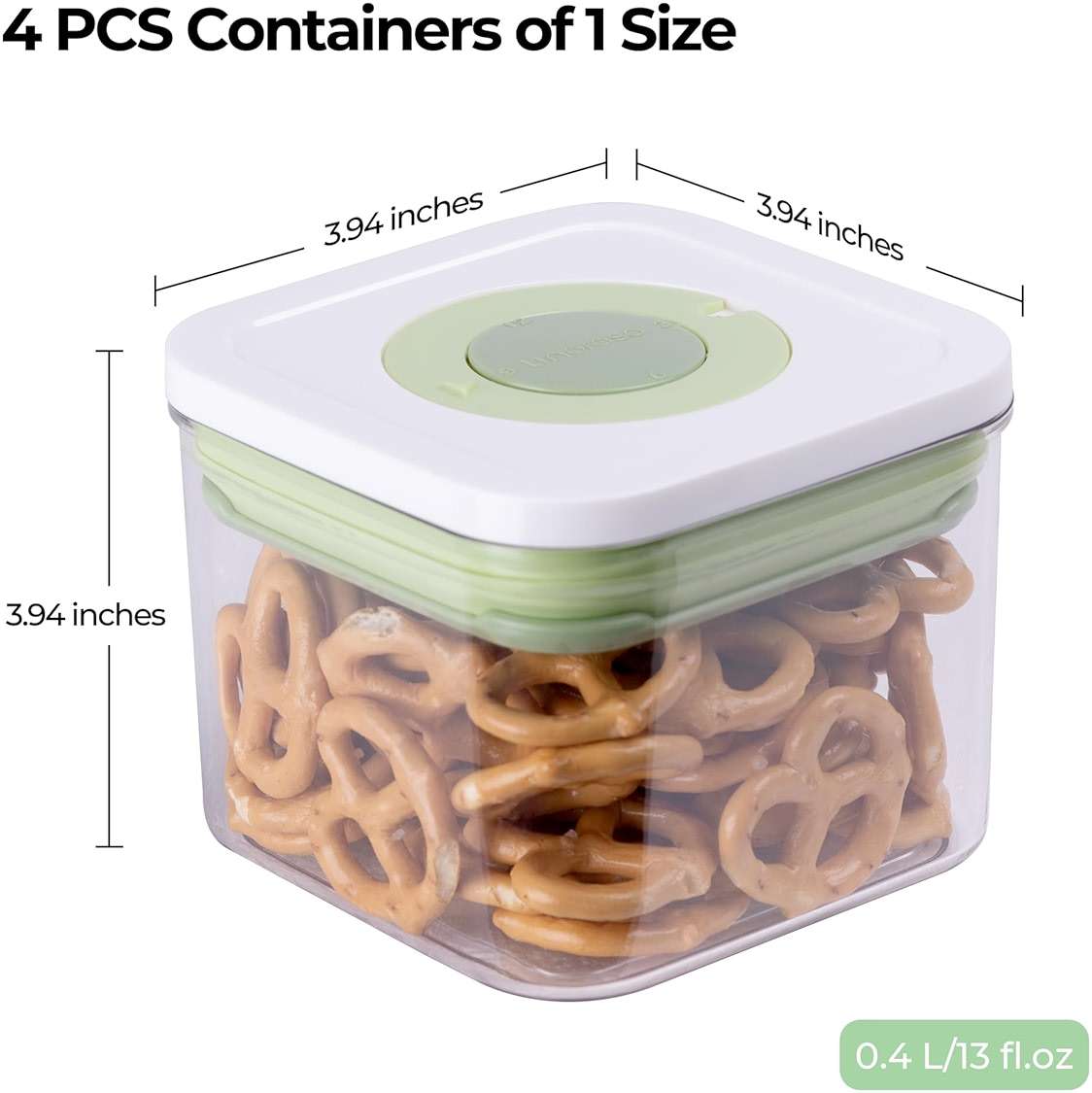 linoroso Pop Airtight Food Storage Containers with Time Recording Lids, BPA-Free Stackable Plastic Storage Containers Set of 4, Dry Cereal Container Set for Pantry Countertop Fridge Organization - Image 3