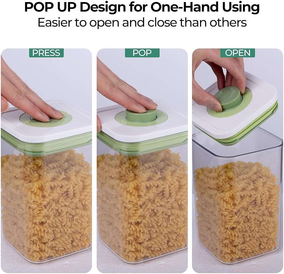 linoroso Pop Airtight Food Storage Containers with Time Recording Lids, BPA-Free Stackable Plastic Storage Containers Set of 4, Dry Cereal Container Set for Pantry Countertop Fridge Organization - Image 5