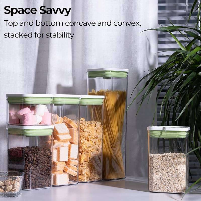 linoroso Pop Airtight Food Storage Containers with Time Recording Lids, BPA-Free Stackable Plastic Storage Containers Set of 4, Dry Cereal Container Set for Pantry Countertop Fridge Organization - Image 6