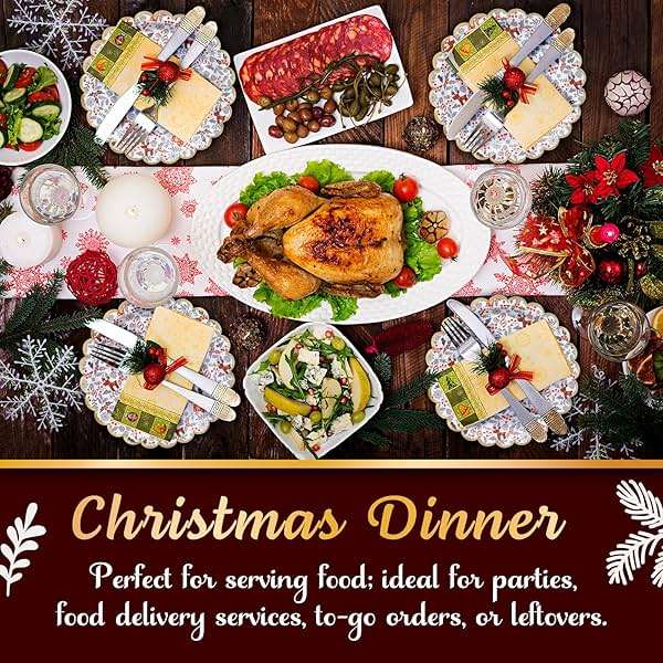 Confettiville Christmas Paper Plates, 50-Count Disposable Christmas Dinner Plates, Scalloped Gold, Party Supplies - Image 4