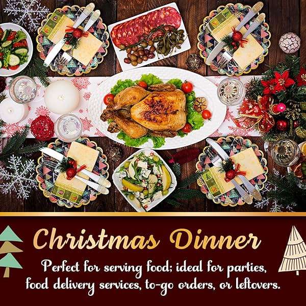 Confettiville Christmas Paper Plates, 50-Count Disposable Christmas Dinner Plates, Scalloped Gold, Party Supplies - Image 4