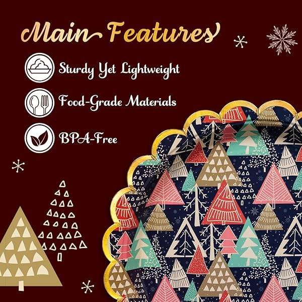 Confettiville Christmas Paper Plates, 50-Count Disposable Christmas Dinner Plates, Scalloped Gold, Party Supplies - Image 5