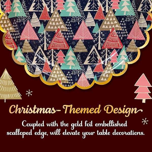 Confettiville Christmas Paper Plates, 50-Count Disposable Christmas Dinner Plates, Scalloped Gold, Party Supplies - Image 6