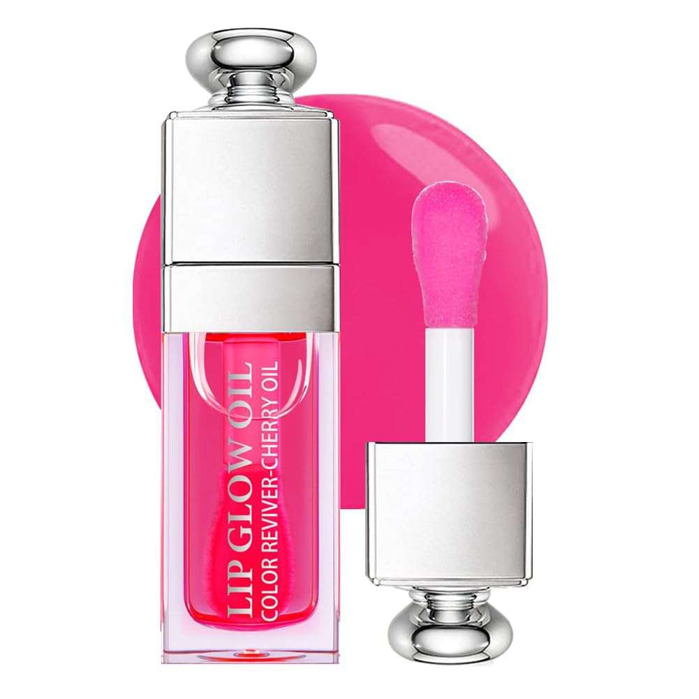 GECOMO Hydrating Lip Glow Oil, Moisturizing Lip Glow Oil, Nourishing Glossy Transparent Lip Oil, Plumping Lip Oil, Lip Balm, Non-sticky Tinted Toot Lip Balm for Lip Care (CHERRY) 0.2 OZ - Image 1
