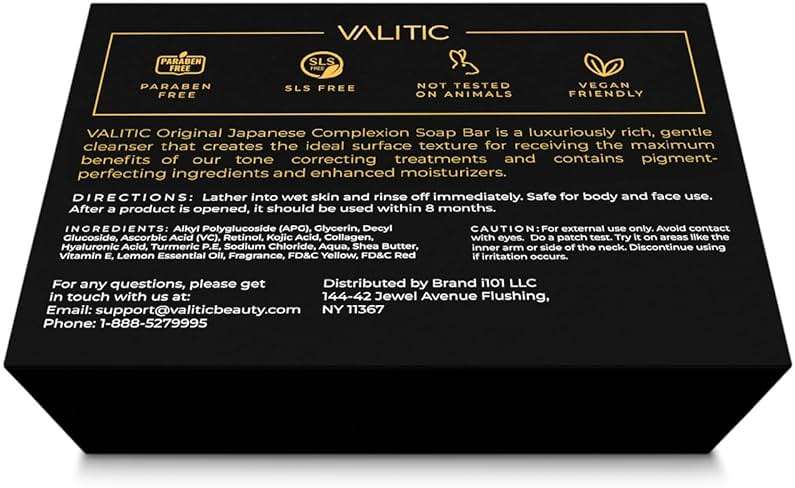 VALITIC Brightening Lemon & Turmeric Kojic Acid Soap with Vitamin C, Retinol, Collagen - Original Japanese Complex Infused with Hyaluronic Acid, Vitamin E, Shea Butter - Dark Spot Corrector (2 Pack) - Image 7