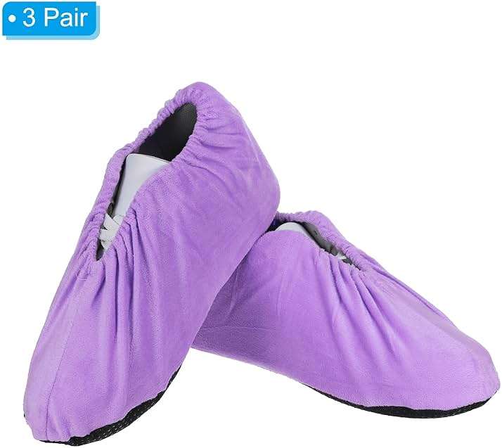 PATIKIL Shoe Covers, 3 Pairs Reusable Non Slip Shoe Protector Covers Washable Soft Shoe Cover for Household Office, Purple - Image 4
