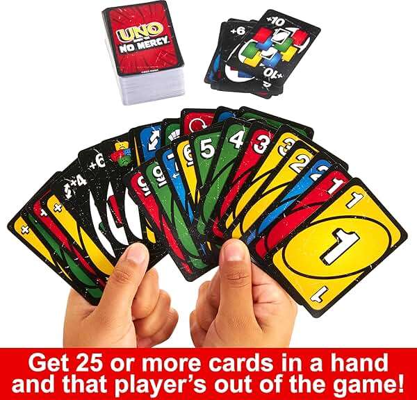 Mattel Games UNO Show ‘em No Mercy Card Game in Storage & Travel Tin for Kids, Adults & Family Night with Extra Cards, Special Rules & Tougher Penalties (Amazon Exclusive) - Image 5