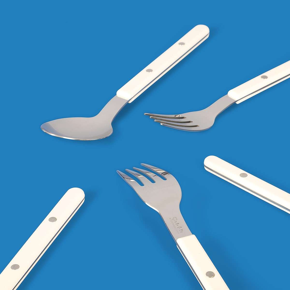 Sur La Table Kitchen Essentials 20 Piece Flatware Silverware Set - Stainless Steel Utensils - Forks, Spoons, Knives - Linen - Image 2