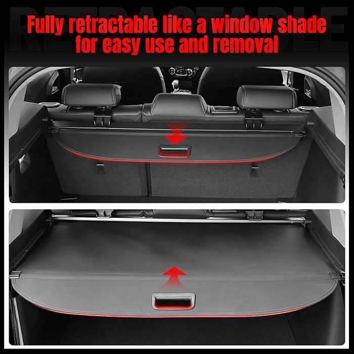 IKON MOTORSPORTS, Cargo Cover Compatible with 2014-2018 Subaru Forester (Only Fit Automatic Rear Gate), PVC & Aluminum Rod Black Security Rear Trunk Cover Security Retractable Shield, 2015 2016 2017 - Image 9