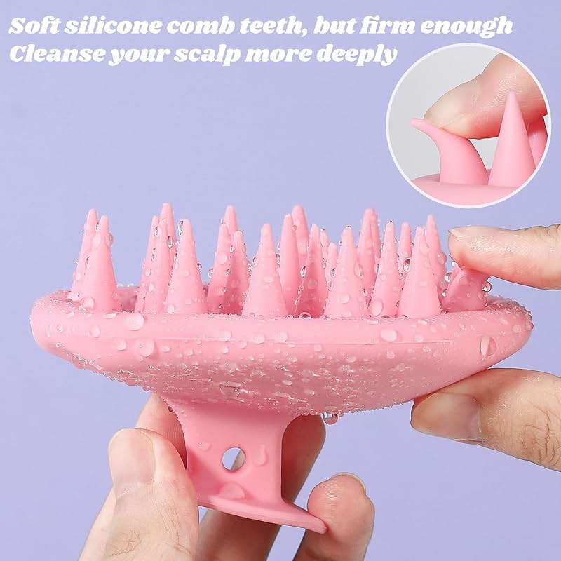 URTHEONE Scalp Massager Shampoo Brush for Hair Growth,Soft Silicone Scalp Scrubber Shower Brush for Women Men Kids Stress Relax&Scalp Exfoliator,Scalp Scrubber for Dandruff Removal (Pink) - Image 2