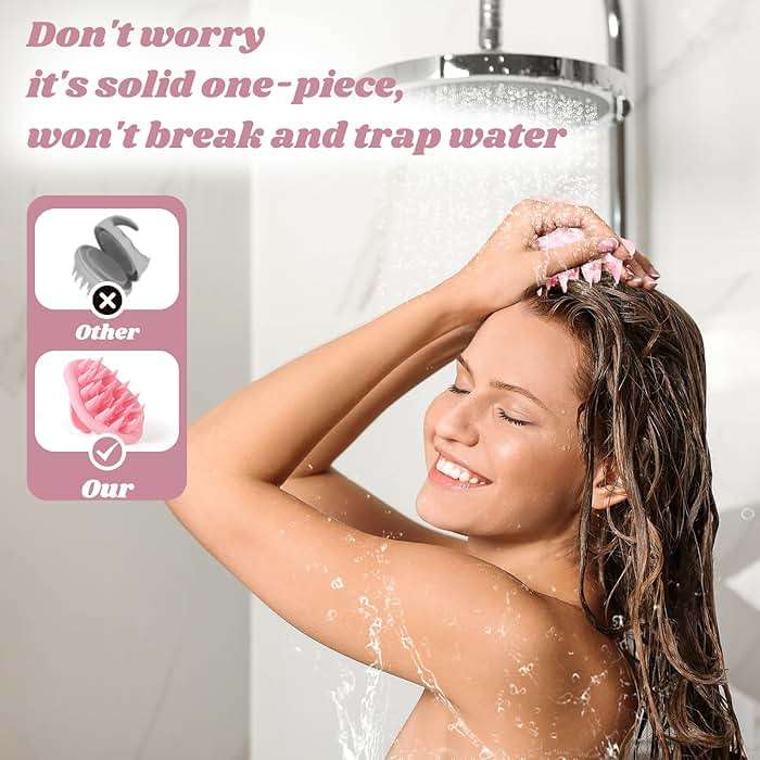 URTHEONE Scalp Massager Shampoo Brush for Hair Growth,Soft Silicone Scalp Scrubber Shower Brush for Women Men Kids Stress Relax&Scalp Exfoliator,Scalp Scrubber for Dandruff Removal (Pink) - Image 4