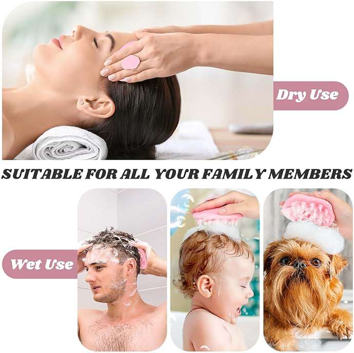 URTHEONE Scalp Massager Shampoo Brush for Hair Growth,Soft Silicone Scalp Scrubber Shower Brush for Women Men Kids Stress Relax&Scalp Exfoliator,Scalp Scrubber for Dandruff Removal (Pink) - Image 5
