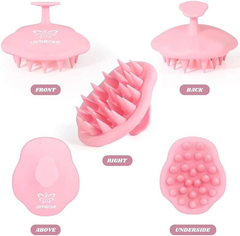URTHEONE Scalp Massager Shampoo Brush for Hair Growth,Soft Silicone Scalp Scrubber Shower Brush for Women Men Kids Stress Relax&Scalp Exfoliator,Scalp Scrubber for Dandruff Removal (Pink) - Image 6
