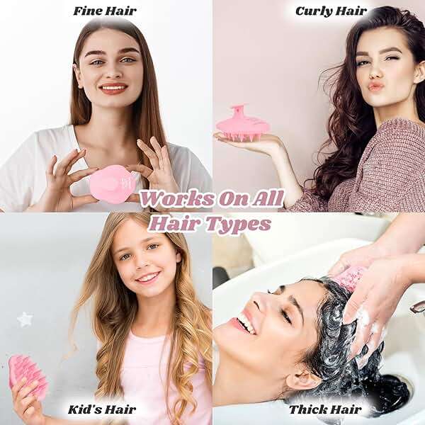 URTHEONE Scalp Massager Shampoo Brush for Hair Growth,Soft Silicone Scalp Scrubber Shower Brush for Women Men Kids Stress Relax&Scalp Exfoliator,Scalp Scrubber for Dandruff Removal (Pink) - Image 7