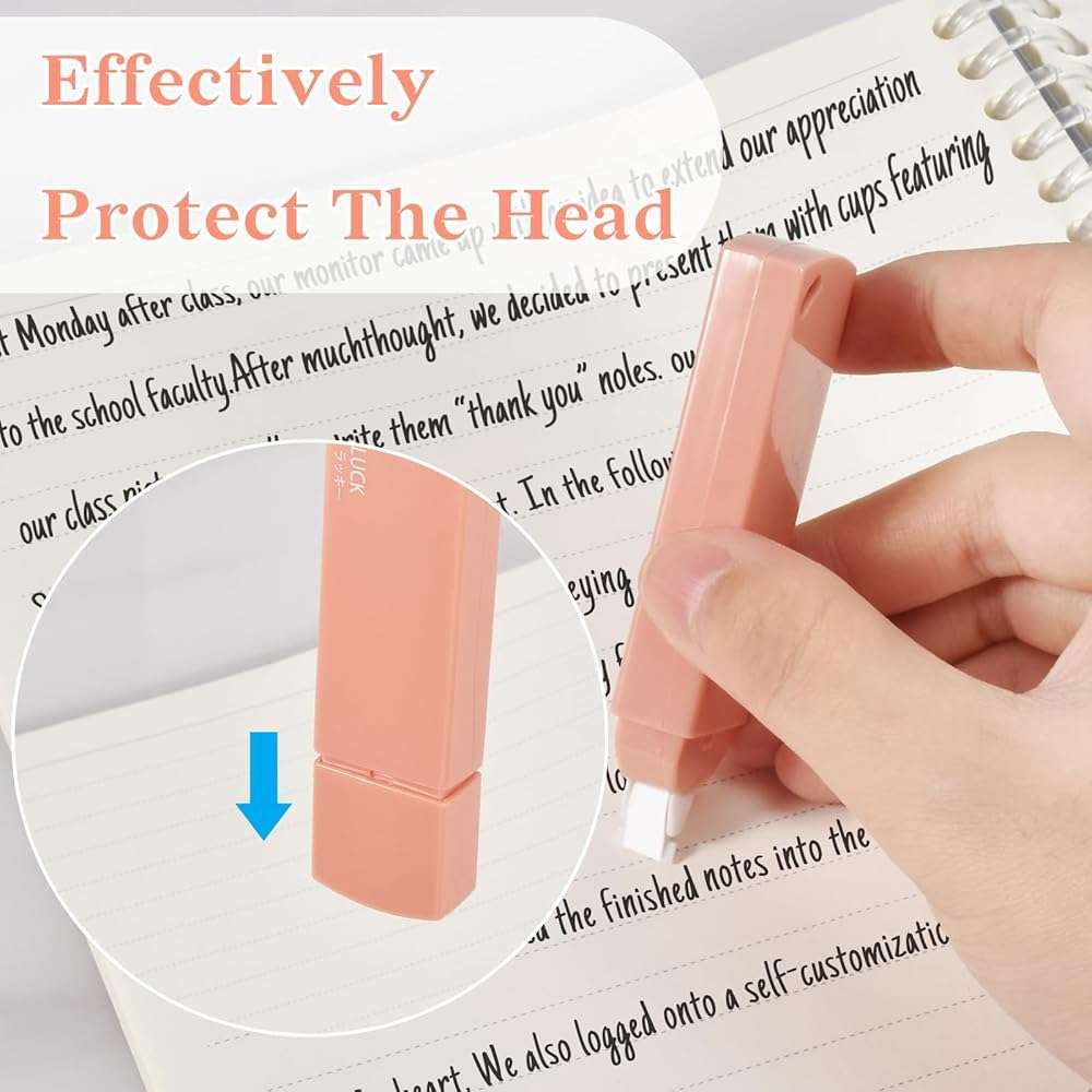 Temiary 6Pcs Mini White Correction Tapes, Quick Dry Smooth Pull Out for Writing, Aesthetic Cute Correction Tape Set Easy To Use for Students School Office Supplies (Pink) - Image 6
