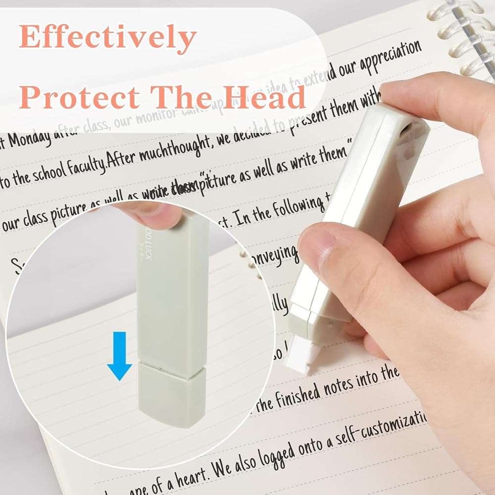 Temiary 6Pcs Mini White Correction Tapes, Quick Dry Smooth Pull Out for Writing, Aesthetic Cute Correction Tape Set Easy To Use for Students School Office Supplies (Green) - Image 5