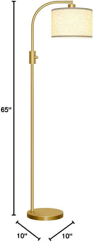 Nintiue Upgraded Modern Arc Dimmable Tall Standing Floor Lamp with Linen Shade, 1200 Lumens LED Bulb Included, for Living & Reading Room, Bedroom, Office & Nursery, Gold - Image 9