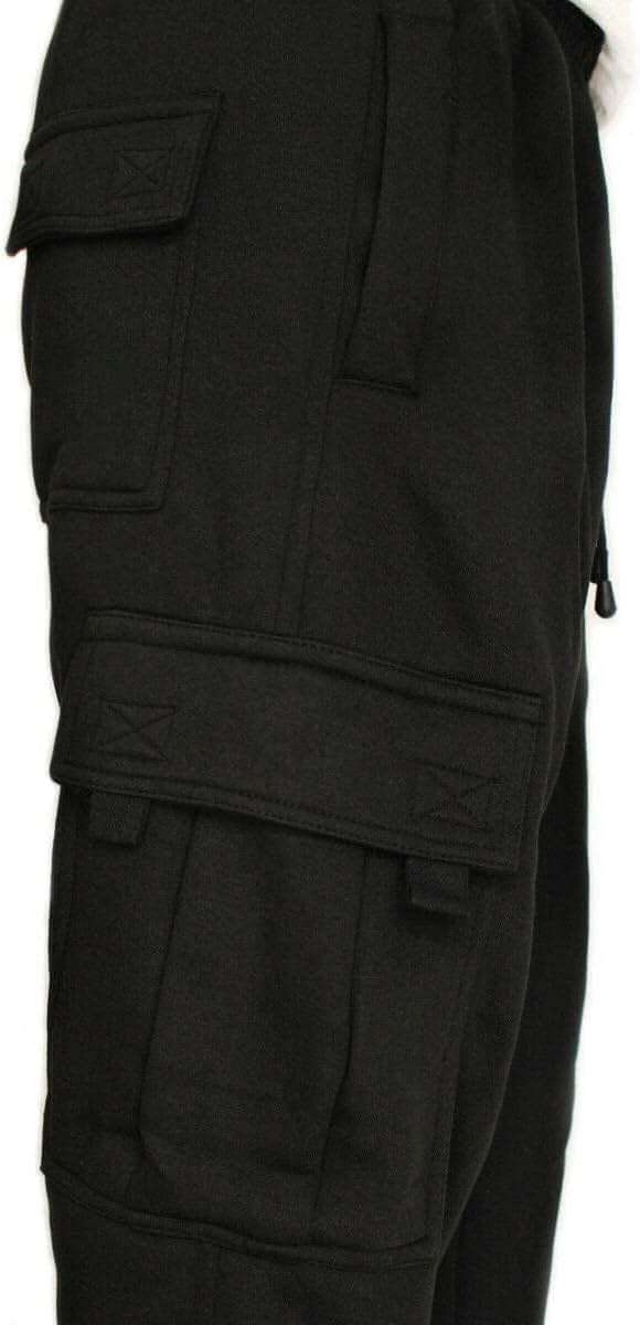 Men's Cargo Sweatpants Casual Fleece Joggers Loose Fit Open Bottom Athletic Pants for Men with Pockets - Image 3