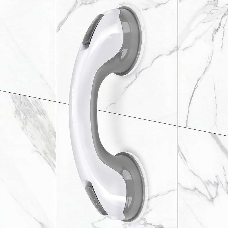 Shower Handle 1 Pack Grab Bars for Bathtubs & Showers, 12 inch Grab Bars for Bathroom with Strong Hold Suction Cup, Balance Bar Safety Hand Rail for Injury, Senior, Elderly Grey - Image 1