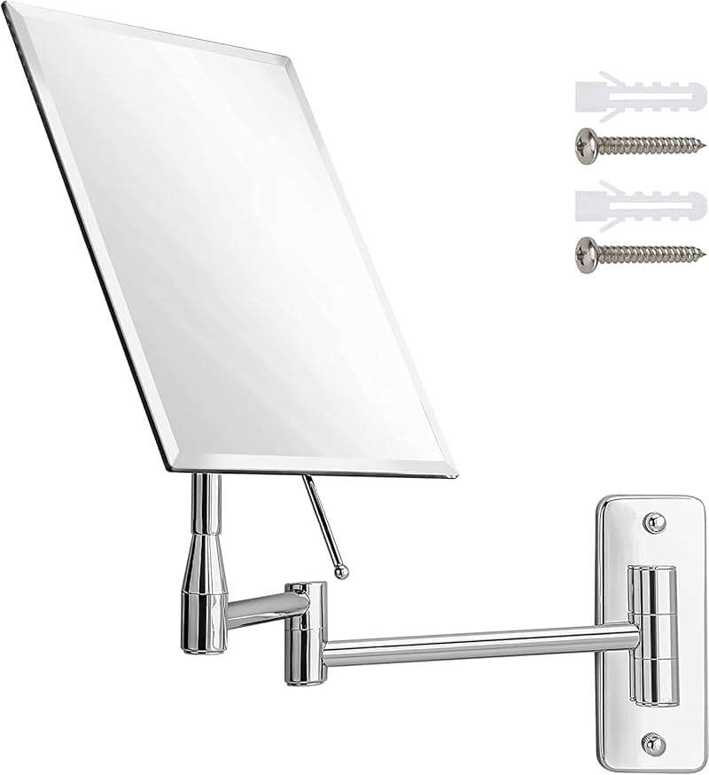 MIRRORVANA Frameless Wall Mount Mirror for Bathroom with 11" Extension Swivel, No Magnification, Rectangular 8.7" x 6.3" Surface, Chrome - Image 2