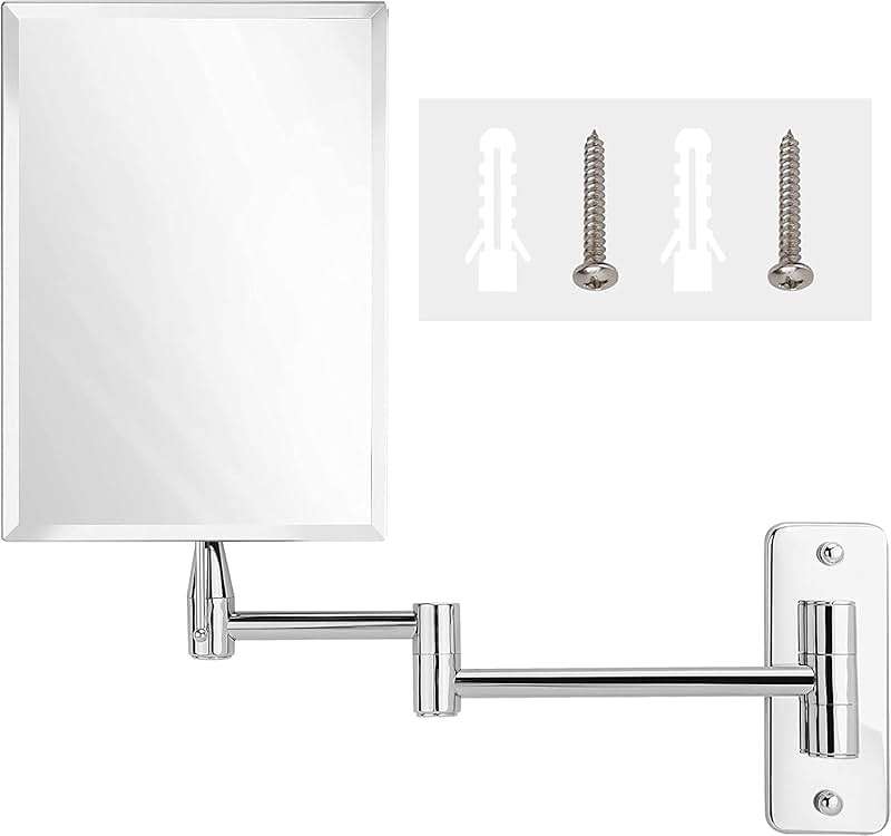 MIRRORVANA Frameless Wall Mount Mirror for Bathroom with 11" Extension Swivel, No Magnification, Rectangular 8.7" x 6.3" Surface, Chrome - Image 3