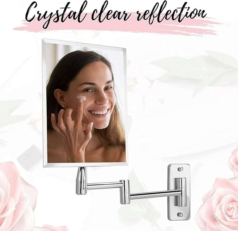 MIRRORVANA Frameless Wall Mount Mirror for Bathroom with 11" Extension Swivel, No Magnification, Rectangular 8.7" x 6.3" Surface, Chrome - Image 5