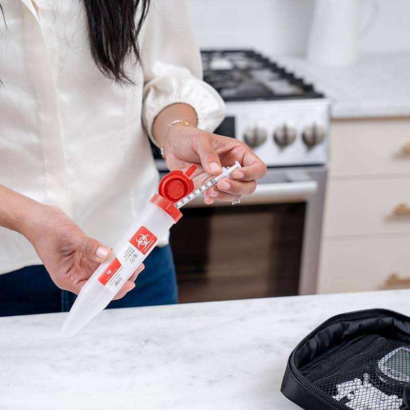 Sharps-Shuttle - Single Use Travel Sharps Container for Needles Syringes - Portable Small Sharp Containers with Locking Lid, Puncture Resistant Transportable Needle Disposal Containers 6 Pack - Image 2