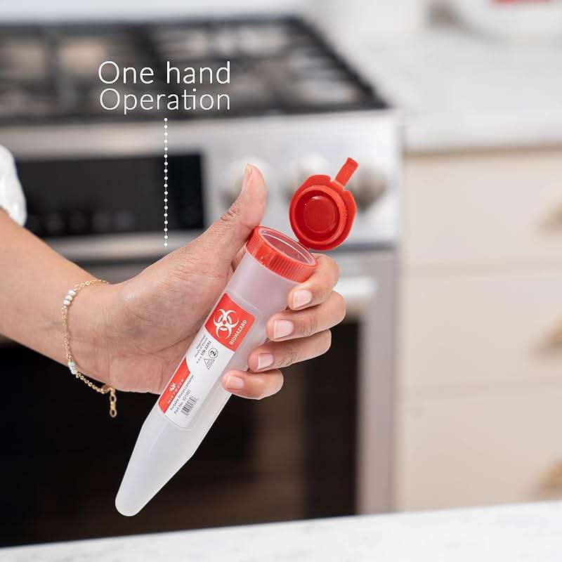 Sharps-Shuttle - Single Use Travel Sharps Container for Needles Syringes - Portable Small Sharp Containers with Locking Lid, Puncture Resistant Transportable Needle Disposal Containers 6 Pack - Image 7