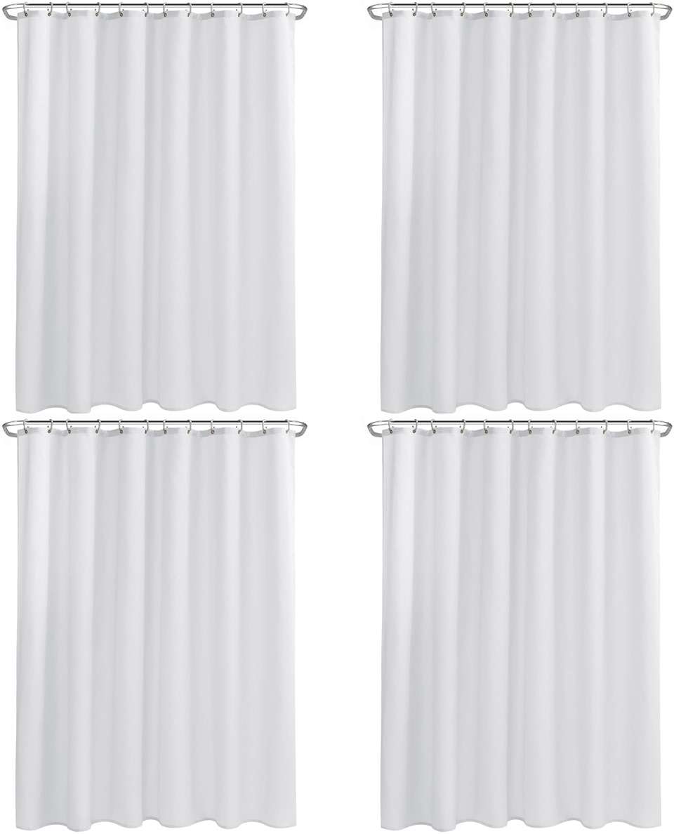 Nasitos Fabric Shower Curtain Liners 4 Pack - W72 x H72 - Washable & Water Resistant Cloth Shower Liner for Bathroom, Soft Hotel Quality, Standard Size (White, Include 8 Separate Magnets) - Image 1