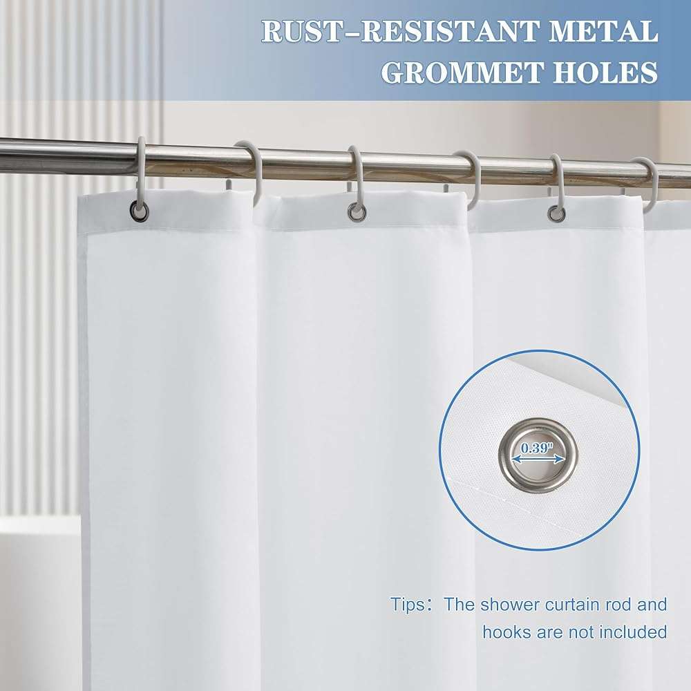 Nasitos Fabric Shower Curtain Liners 4 Pack - W72 x H72 - Washable & Water Resistant Cloth Shower Liner for Bathroom, Soft Hotel Quality, Standard Size (White, Include 8 Separate Magnets) - Image 5
