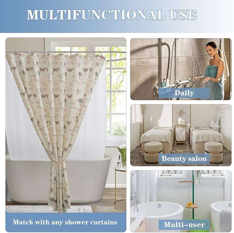 Nasitos Fabric Shower Curtain Liners 4 Pack - W72 x H72 - Washable & Water Resistant Cloth Shower Liner for Bathroom, Soft Hotel Quality, Standard Size (White, Include 8 Separate Magnets) - Image 7