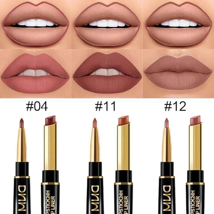 evpct 3Pcs Chestnut Nude Brown Matte Lip Liner and Lipstick Combo Set Kit for Women Antique Rose Magic Lipstick 24 Hours Original Lip Liner Makeup Stain Long Lasting Waterproof Smudge Proof labial - Image 2