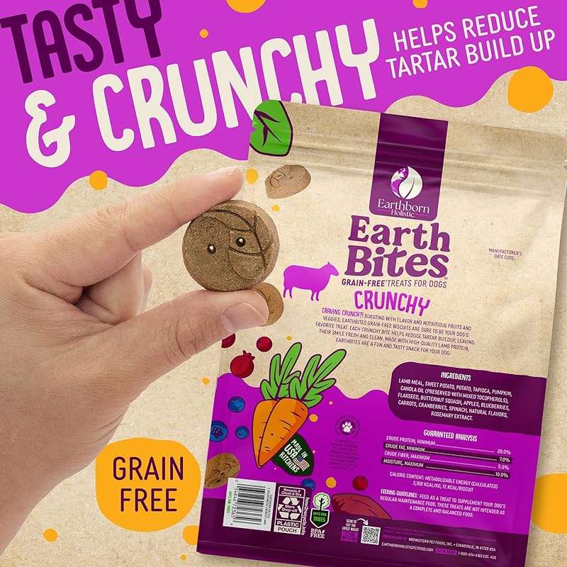 Earthborn Holistic EarthBites Crunchy Grain-Free Dog Treats with Lamb 10 oz - Image 3