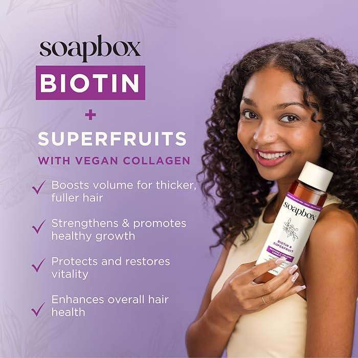 Soapbox Biotin & Super Fruit Shampoo & Conditioner Set, Leaves Hair Volumized & Strengthened - Clean Ingredients Free of Harsh Chemicals, Sulfates, Parabens & Silicones - 16 oz Each - Image 4