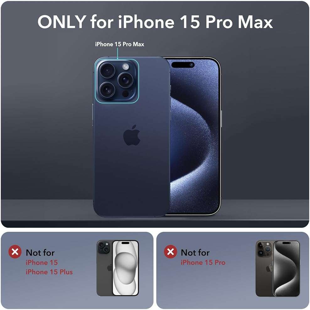 ESR for iPhone 15 Pro Max Case with Stand, Compatible with MagSafe, Full-Body Military-Grade Drop Proof Case with Built-in 9H+ Tempered Glass Screen Protector, Armor Series, Clear - Image 2