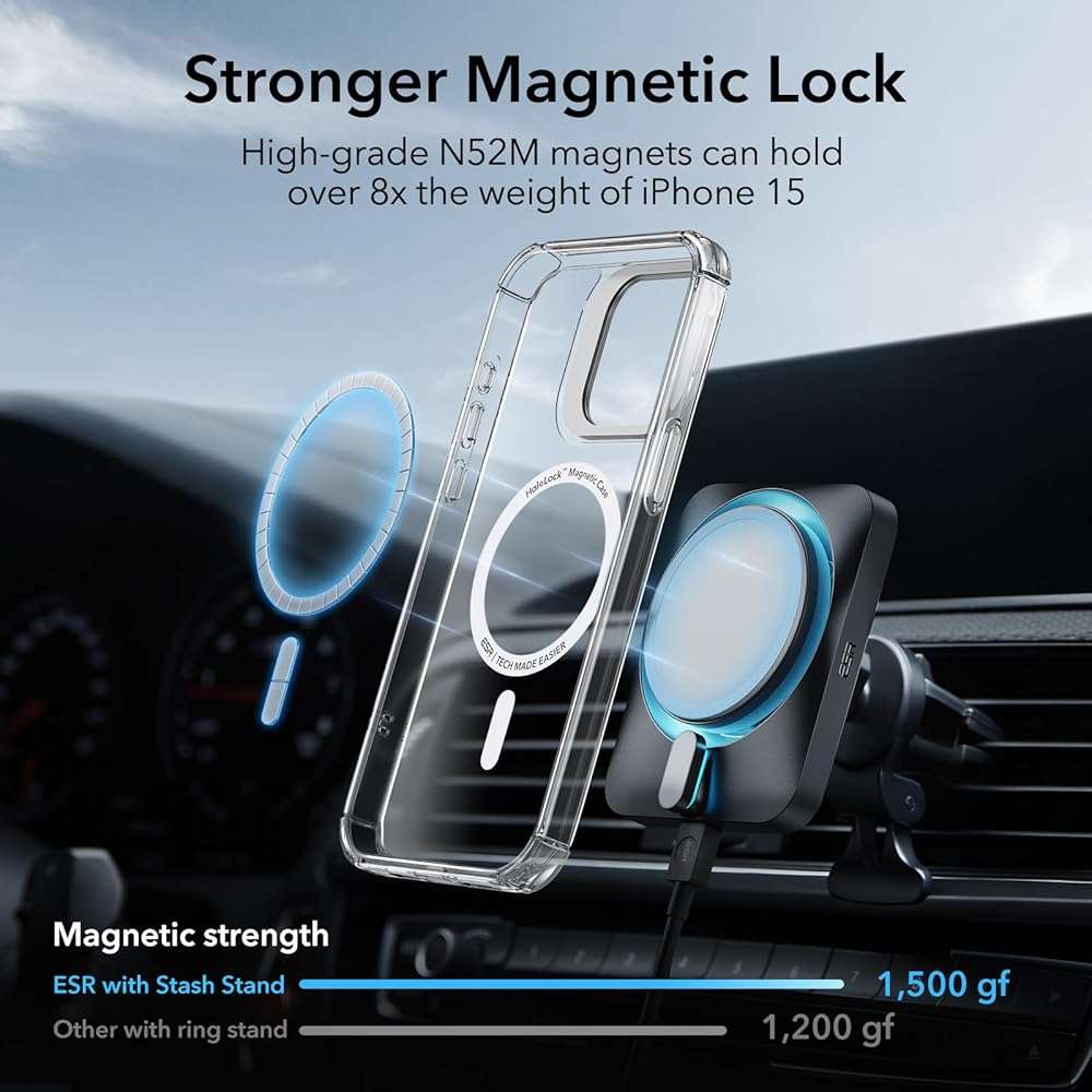 ESR for iPhone 15 Pro Max Case with Stand, Compatible with MagSafe, Full-Body Military-Grade Drop Proof Case with Built-in 9H+ Tempered Glass Screen Protector, Armor Series, Clear - Image 6