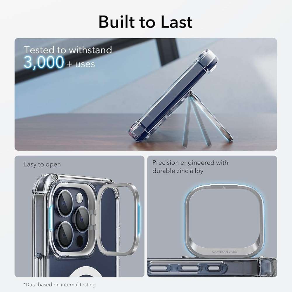 ESR for iPhone 15 Pro Max Case with Stand, Compatible with MagSafe, Full-Body Military-Grade Drop Proof Case with Built-in 9H+ Tempered Glass Screen Protector, Armor Series, Clear - Image 8