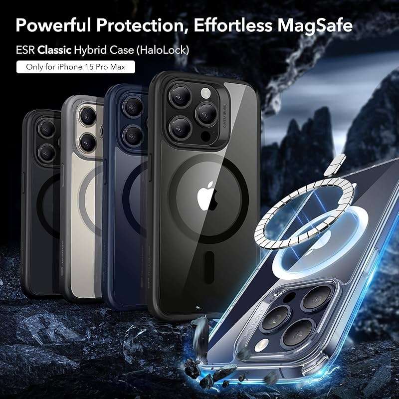 ESR for iPhone 15 Pro Max Case, Compatible with MagSafe, Shockproof Military-Grade Protection, Scratch-Resistant Back, Magnetic Phone Case for iPhone 15 Pro Max, Classic Hybrid Case, Clear - Image 2