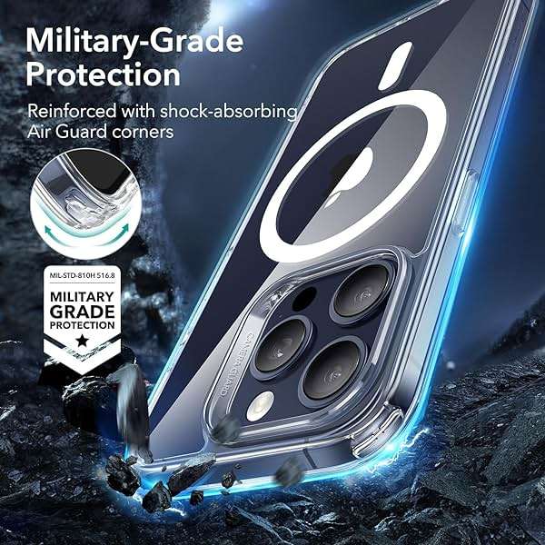 ESR for iPhone 15 Pro Max Case, Compatible with MagSafe, Shockproof Military-Grade Protection, Scratch-Resistant Back, Magnetic Phone Case for iPhone 15 Pro Max, Classic Hybrid Case, Clear - Image 4