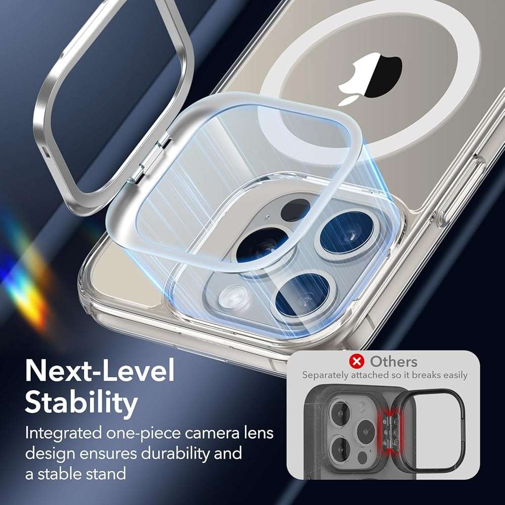 ESR for iPhone 15 Pro Max Case, Compatible with MagSafe, Military-Grade Protective Clear Case for iPhone 15 Pro Max,Built-in Stash Stand Phone Case, Scratch-Resistant Back Cover, Classic Series,Clear - Image 8