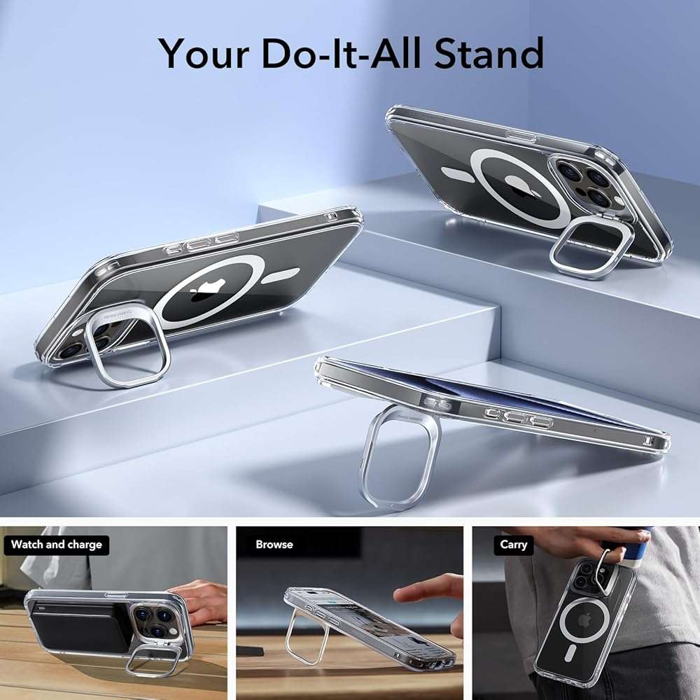 ESR for iPhone 15 Pro Max Case, Compatible with MagSafe, Military-Grade Protective Clear Case for iPhone 15 Pro Max,Built-in Stash Stand Phone Case, Scratch-Resistant Back Cover, Classic Series,Clear - Image 9