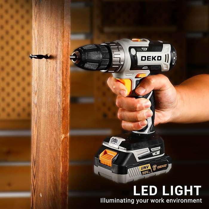 Power Drill Cordless: DEKOPRO Cordless Drill 20V Electric Power Drills Set Tool Drills Cord-less Set with Battery and Charger - Image 2