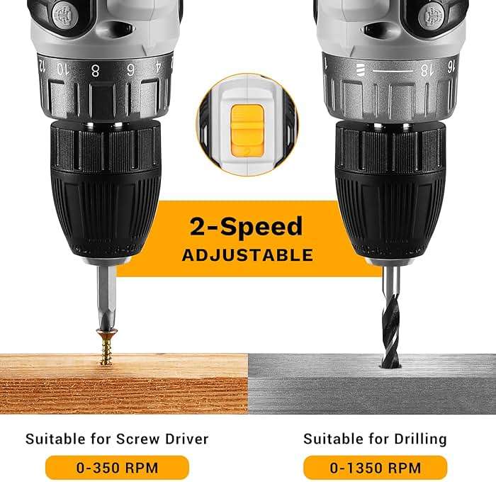 Power Drill Cordless: DEKOPRO Cordless Drill 20V Electric Power Drills Set Tool Drills Cord-less Set with Battery and Charger - Image 5