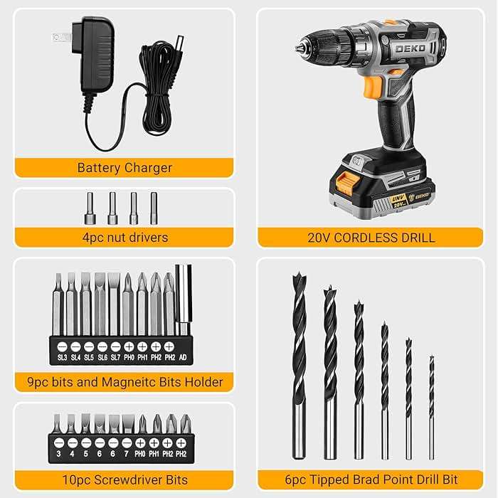 Power Drill Cordless: DEKOPRO Cordless Drill 20V Electric Power Drills Set Tool Drills Cord-less Set with Battery and Charger - Image 7