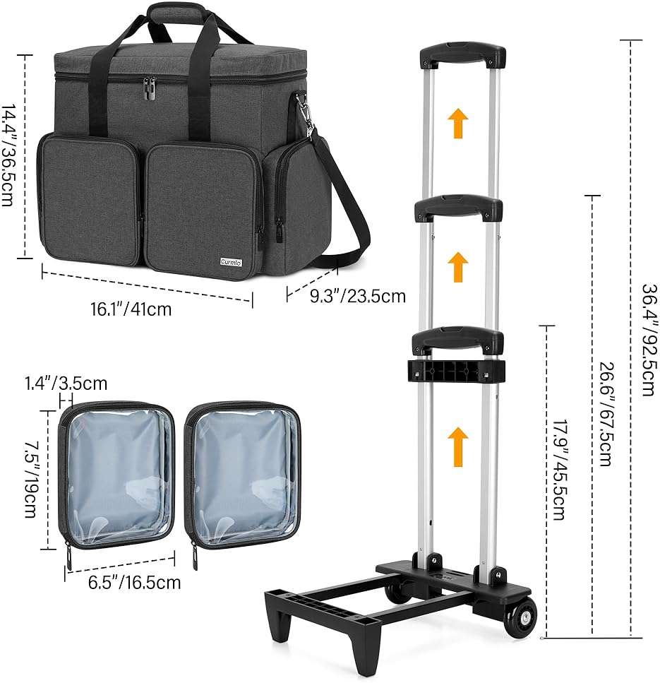 CURMIO Rolling Teacher Tote Bag with Padded Laptop Compartment for up to 15.6 Inches Laptop, Wheeled Teacher Bag for Teaching, Office, Craft, Black - Image 2