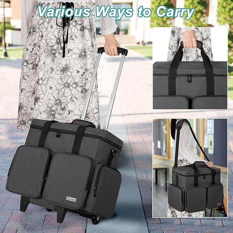 CURMIO Rolling Teacher Tote Bag with Padded Laptop Compartment for up to 15.6 Inches Laptop, Wheeled Teacher Bag for Teaching, Office, Craft, Black - Image 6