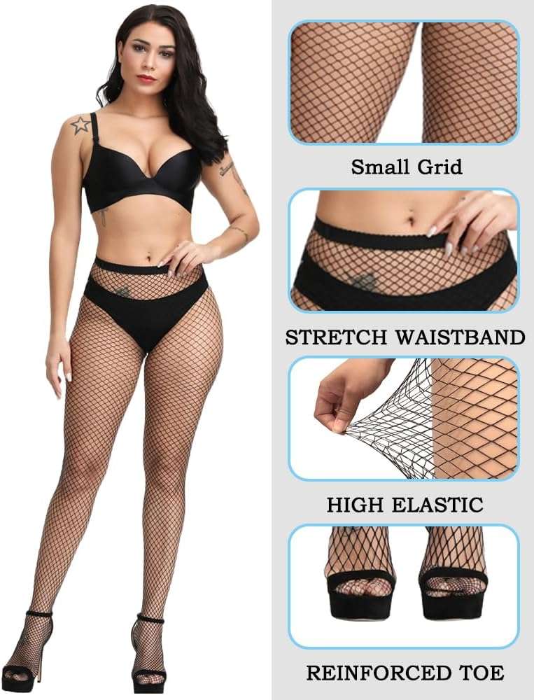 SAFSOU Fishnet Stockings for Women, Stretch Waistband Fishnets Tights, Halloween Costume Rave Party - Image 2