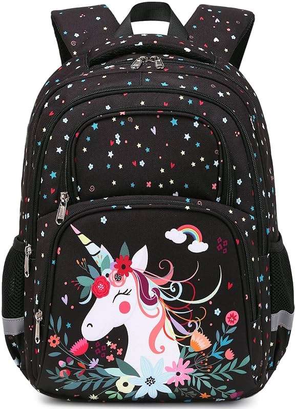 abshoo Cute Unicorn School Backpack For Girls Elementary Kindergarten Kids School Bag (Unicorn Black) - Image 1